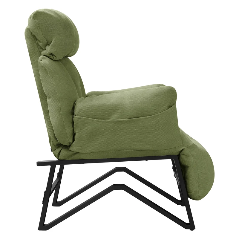 ML-DESIGN | Sessel mit Liegefunktion 85x82x102 cm aus Leinenstoff Grün Relaxsessel Fernsehsessel mit verstellbarer Rückenlehne, Armlehnen & Fußablage