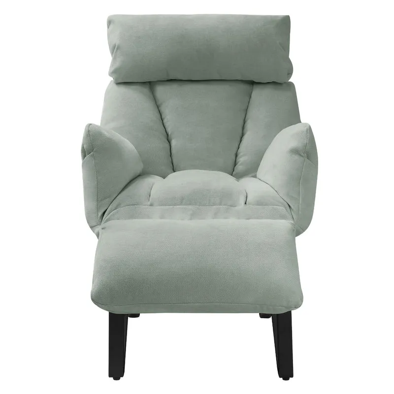 ML-DESIGN | Sessel mit Liegefunktion 85x82x102 cm aus Leinenstoff Grau/Grün Relaxsessel Fernsehsessel mit verstellbarer Rückenlehne, Armlehnen & Fußablage