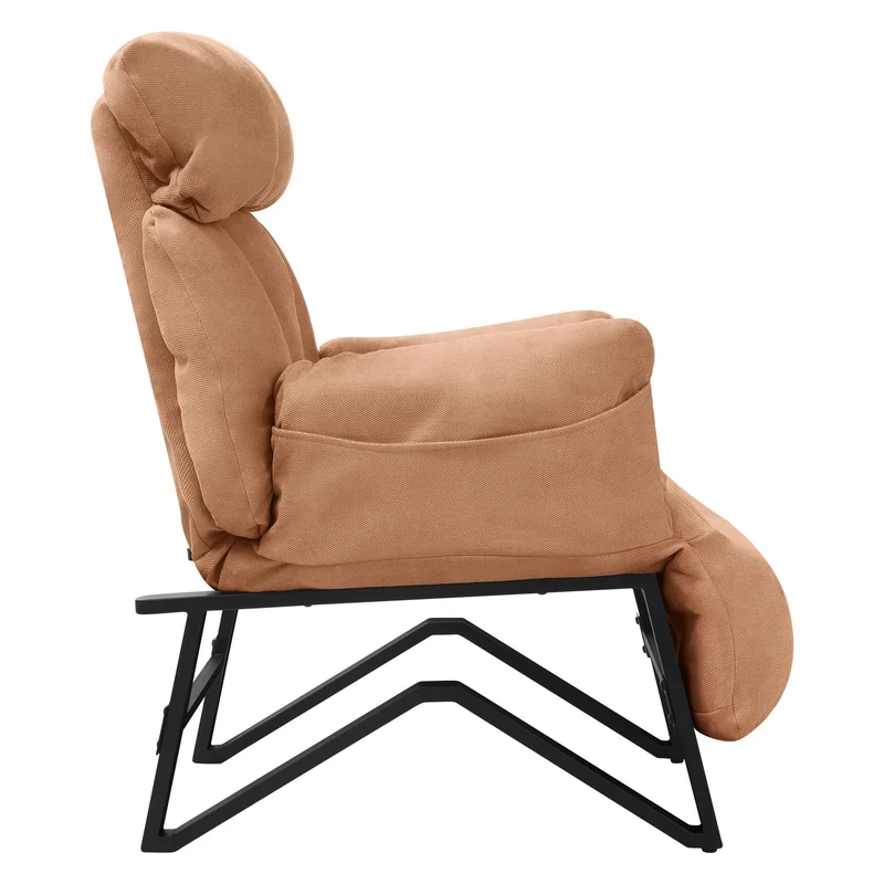 ML-DESIGN | Sessel mit Liegefunktion 85x82x102 cm aus Leinenstoff Braun Relaxsessel Fernsehsessel mit verstellbarer Rückenlehne, Armlehnen & Fußablage