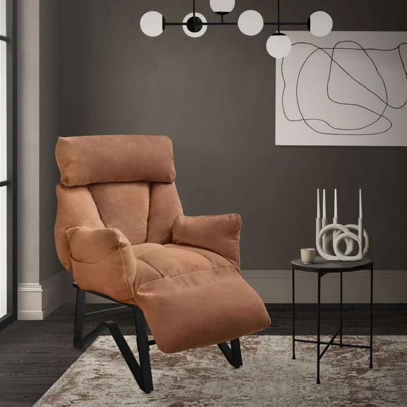 ML-DESIGN | Sessel mit Liegefunktion 85x82x102 cm aus Leinenstoff Braun Relaxsessel Fernsehsessel mit verstellbarer Rückenlehne, Armlehnen & Fußablage