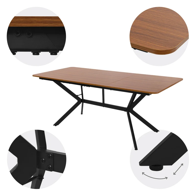 Esstisch aus Holz 180x80x75 cm Dunkelbraun Esszimmertisch für 6 Personen ML-Design