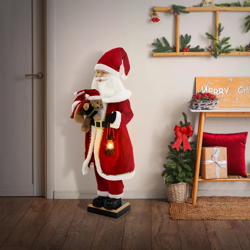 Weihnachtsmann 120 cm mit LED Licht Bewegung Sound Musik, Weihnachtsfigur für Innenbereich