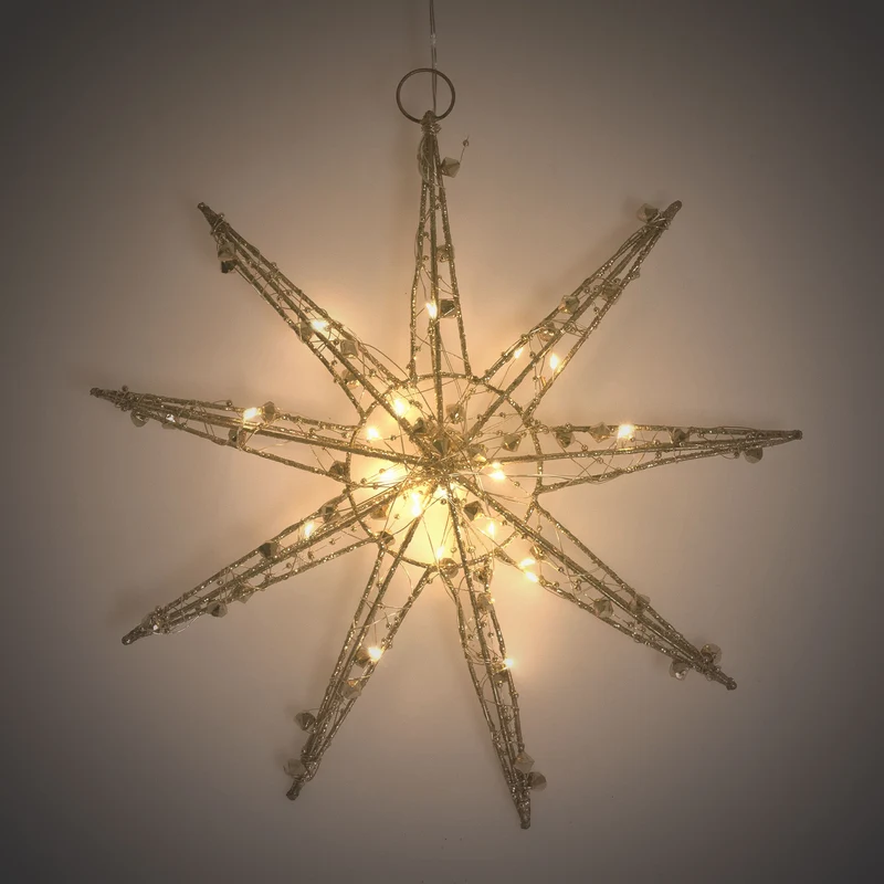 LED Weihnachtsstern 30 cm Gold aus Metall mit warmweißen LEDs