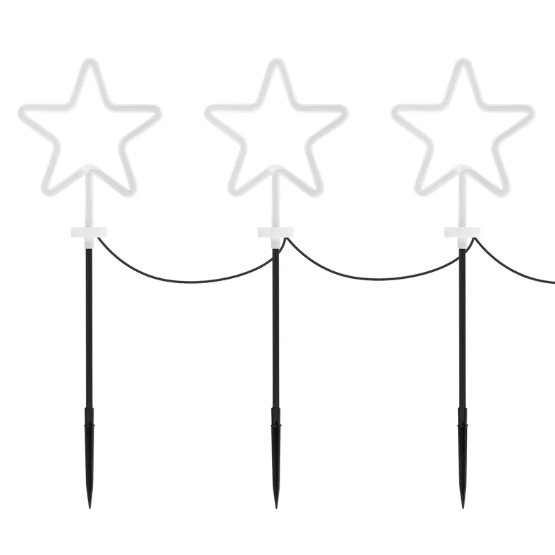3er Set Gartenstecker Stern 58 cm für Innen & Außen Lichterkette für Weihnachten