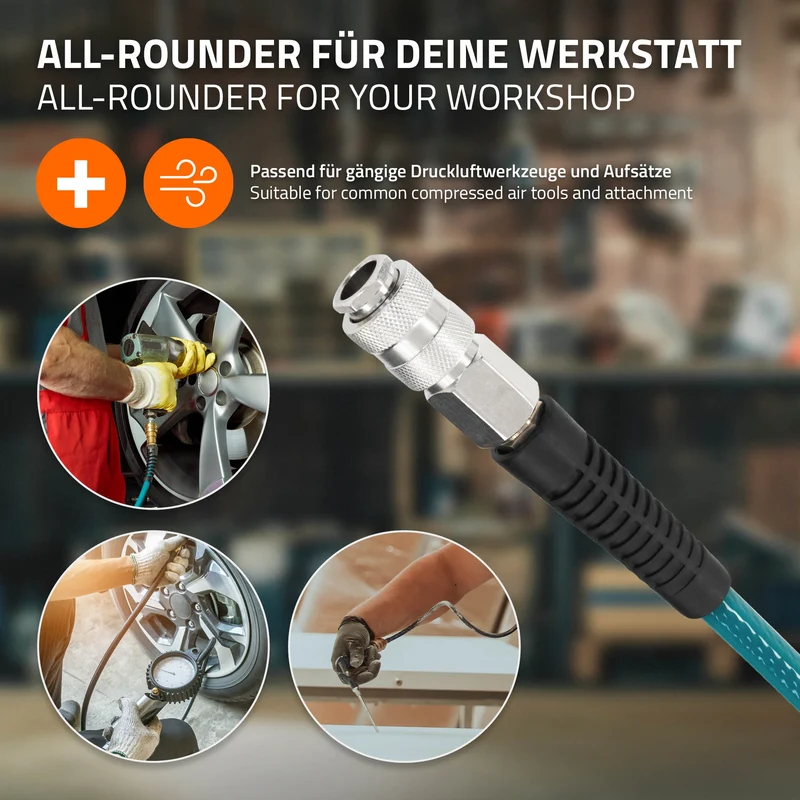 Druckluft Schlauchtrommel Automatik 30 m 1/4" Anschluss für Wandmontage