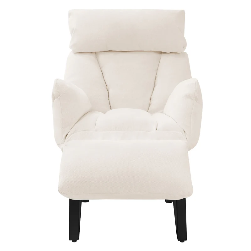 ML-DESIGN | Sessel mit Liegefunktion 85x82x102 cm aus Leinenstoff Beige Relaxsessel Fernsehsessel mit verstellbarer Rückenlehne, Armlehnen & Fußablage