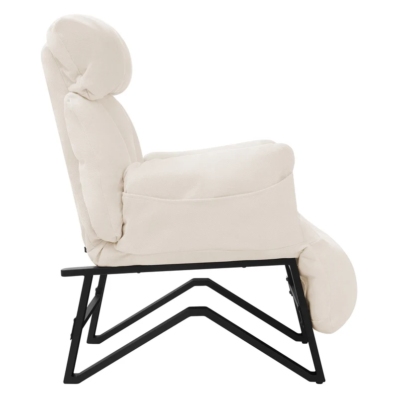 ML-DESIGN | Sessel mit Liegefunktion 85x82x102 cm aus Leinenstoff Beige Relaxsessel Fernsehsessel mit verstellbarer Rückenlehne, Armlehnen & Fußablage