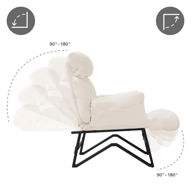ML-DESIGN | Sessel mit Liegefunktion 85x82x102 cm aus Leinenstoff Beige Relaxsessel Fernsehsessel mit verstellbarer Rückenlehne, Armlehnen & Fußablage