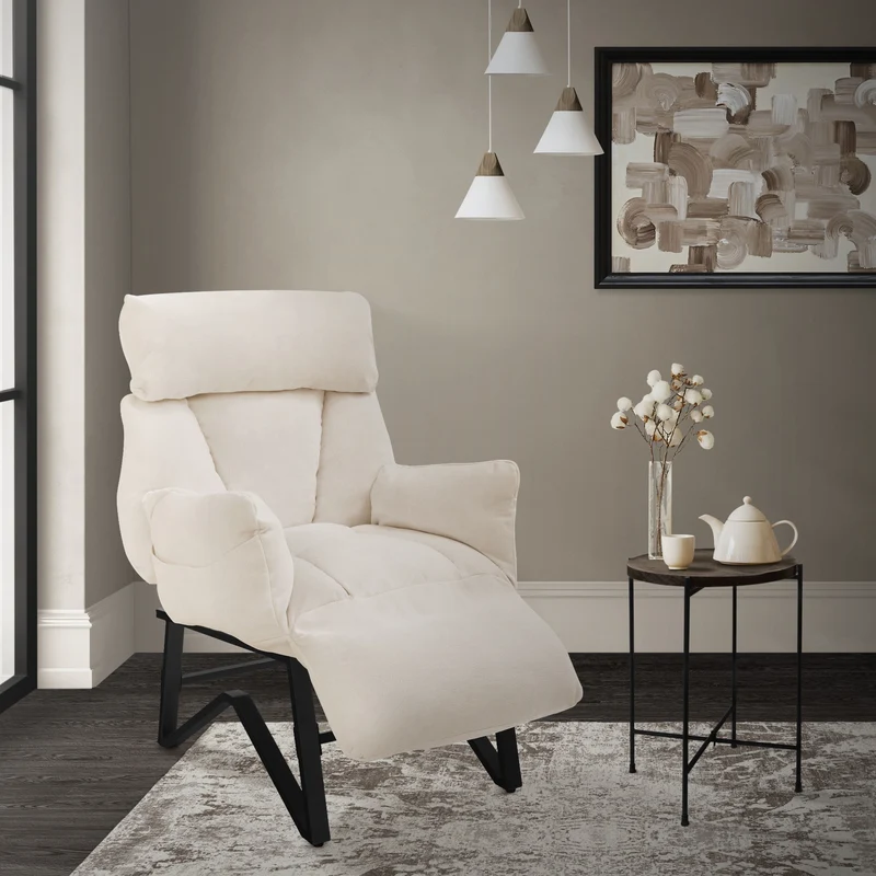 ML-DESIGN | Sessel mit Liegefunktion 85x82x102 cm aus Leinenstoff Beige Relaxsessel Fernsehsessel mit verstellbarer Rückenlehne, Armlehnen & Fußablage