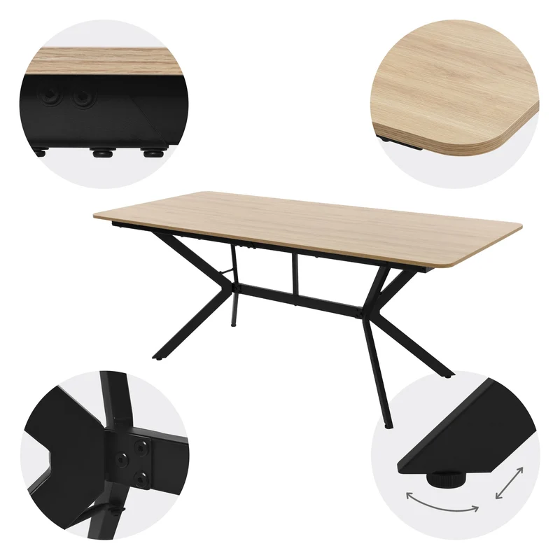 Esstisch aus Holz 180x80x75 cm Hellbraun Esszimmertisch für 6 Personen ML-Design