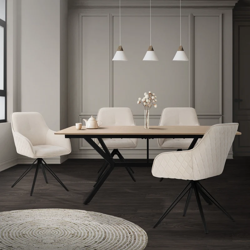 Esstisch aus Holz 180x80x75 cm Hellbraun Esszimmertisch für 6 Personen ML-Design