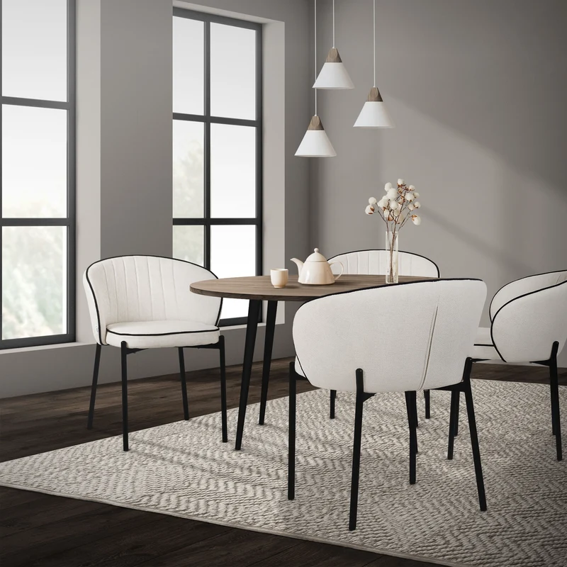 2er Set Esszimmerstühle mit Rücken- & Armlehne Beige mit Metallbeinen bis 120 kg ML-Design