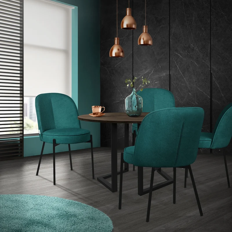 Esszimmerstühle 2er Set Petrol mit Rückenlehne, Polsterstühle für Esszimmer & Küche ML-Design