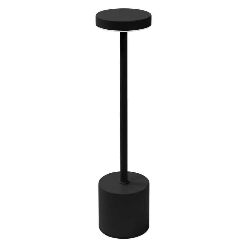 LED Tischlampe kabellos mit Touch, Schwarz Ø8x34,5cm Akku Tischleuchte USB-C ML-Design