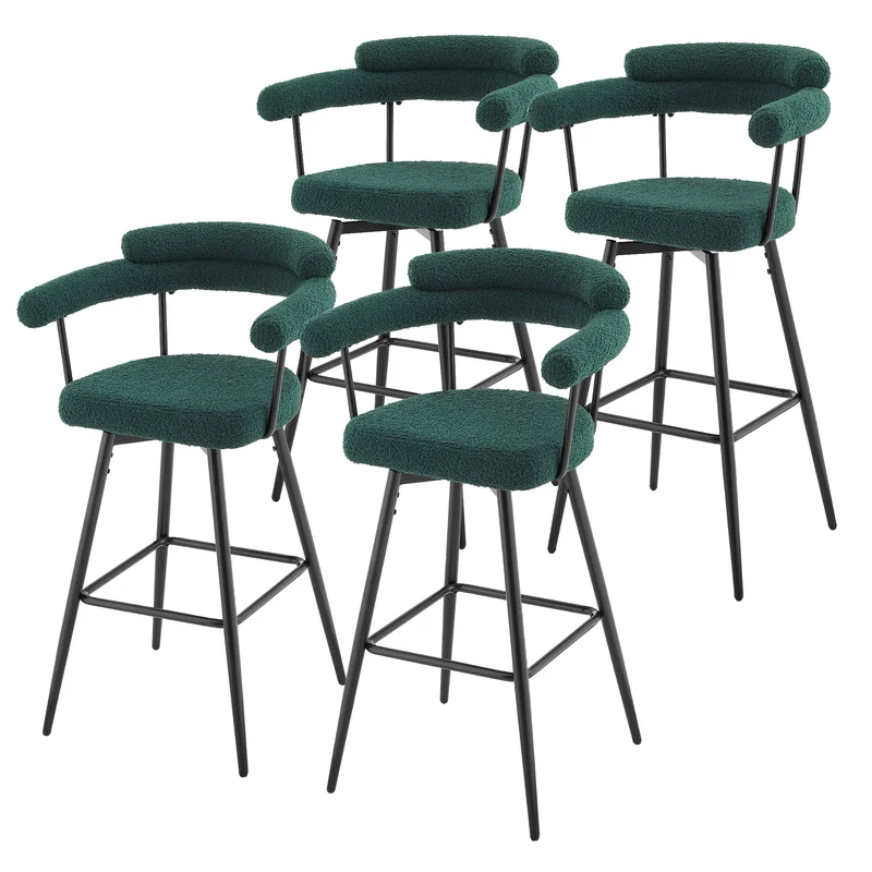 ML-Design | Barhocker Set 360° drehbar mit Armlehne, Rückenlehne und Fußstütze 61x103x55 cm bis 120 kg