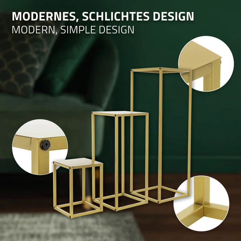 Blumenständer 3er Set Gold aus Metall ML-Design