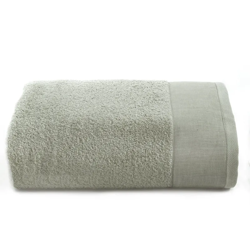 Telo da bagno in Spugna con Balza in Lino StoneWashed - Loira