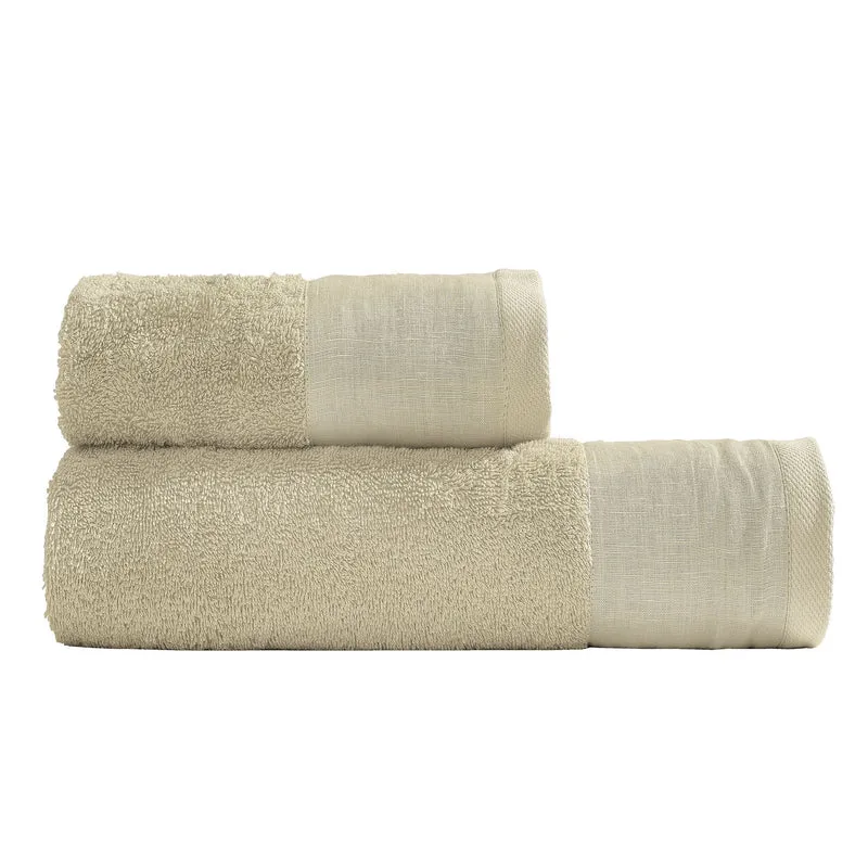 Coppia di Spugna con Balza in Lino StoneWashed - Loira