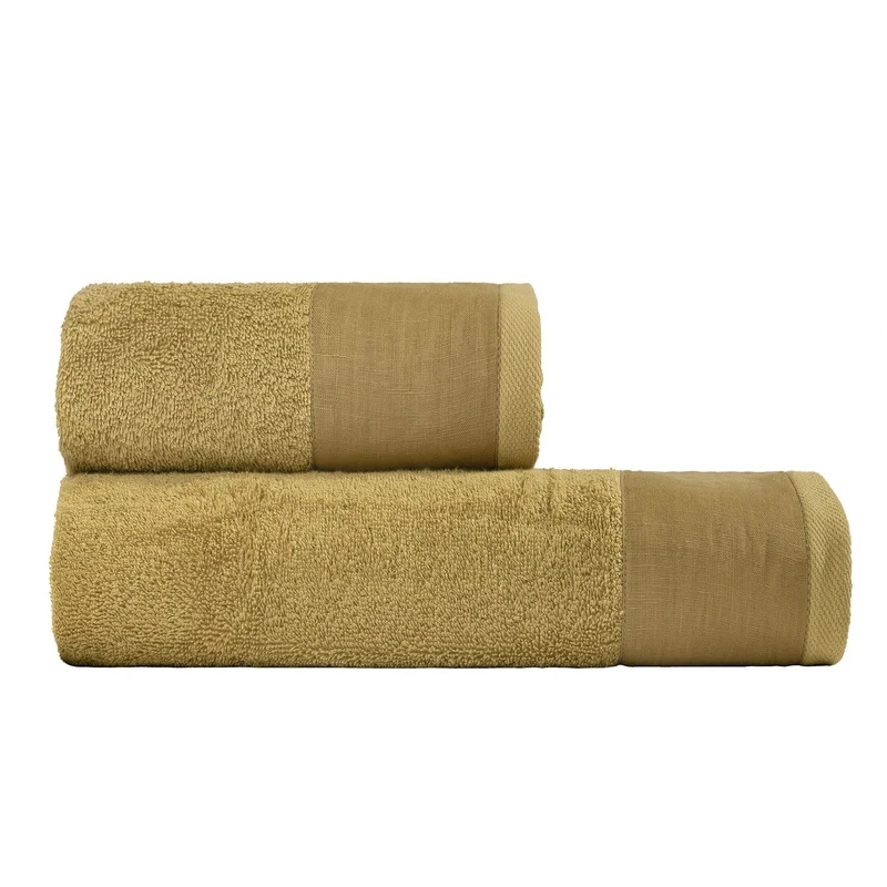 Coppia di Spugna con Balza in Lino StoneWashed - Loira