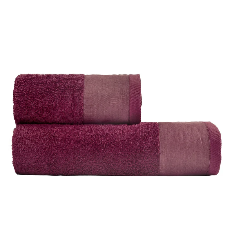 Coppia di Spugna con Balza in Lino StoneWashed - Loira