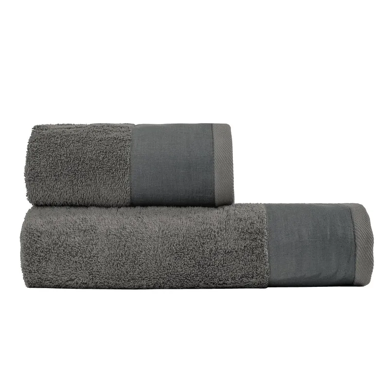 Coppia di Spugna con Balza in Lino StoneWashed - Loira