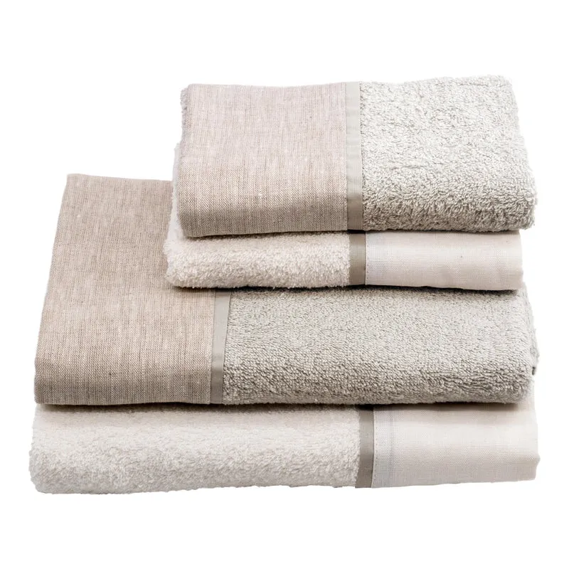 Set 2 Coppie di Spugna Doppio Bordo Lino/Raso - Amelia