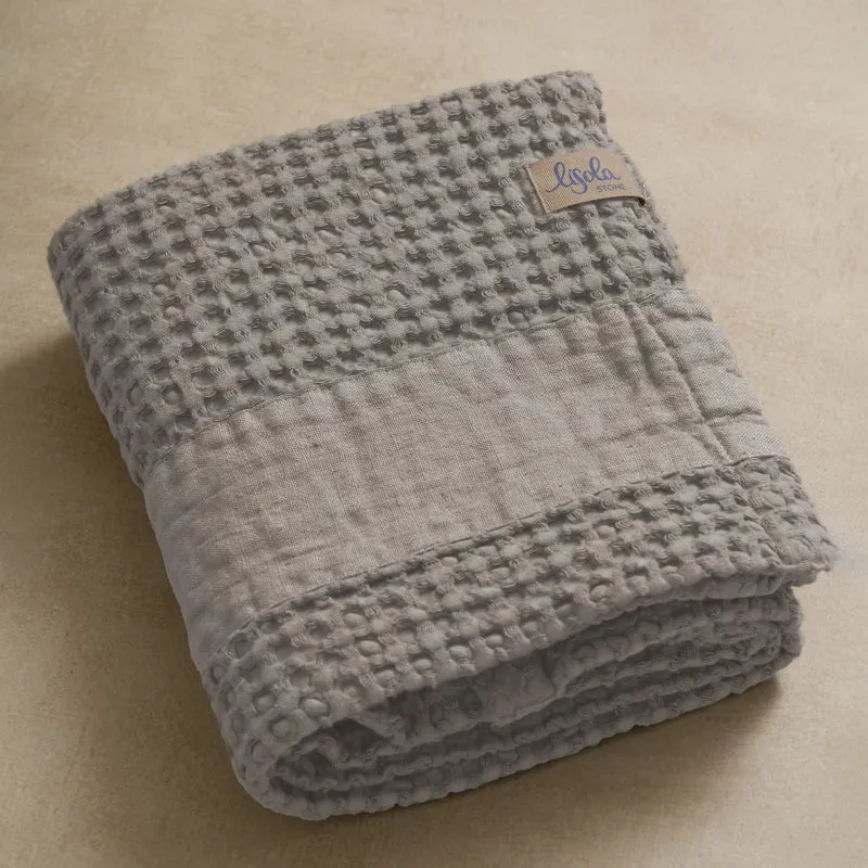 Telo da Bagno Nido d'Ape StoneWashed con Bordo in Lino - Jaspy