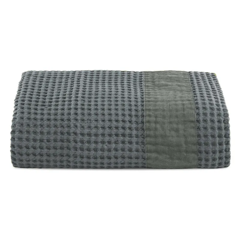 Telo da Bagno Nido d'Ape StoneWashed con Bordo in Lino - Jaspy