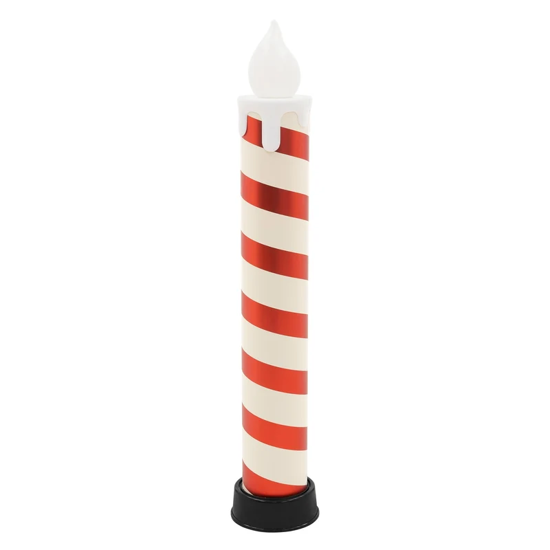 2x LED Flackernden Kerzen Weiß-Rot 82 cm Leuchtkerze mit Timer Innen & Außen