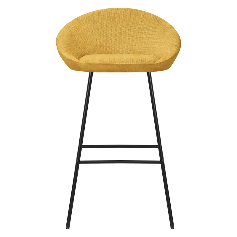 Barhocker 2er Set Senf 56x94x50 cm mit Rückenlehne und Fußstütze bis 120 kg ML-Design