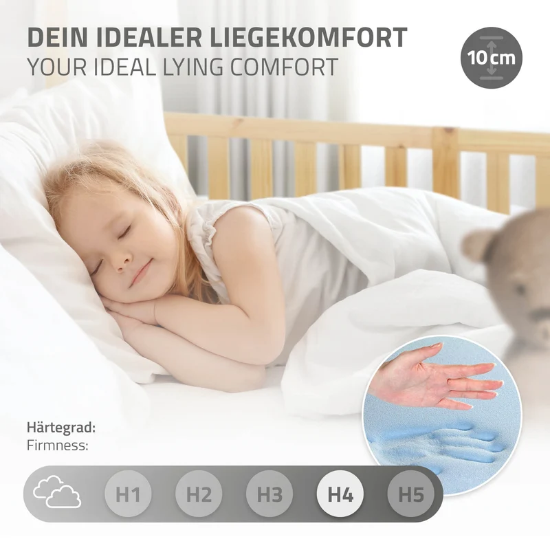 Kinderbett Hausbett 90x200 cm Natur aus Kiefernholz inkl. Matratze H-10cm Rausfallschutz Regal Dach und Lattenrost ML-Design