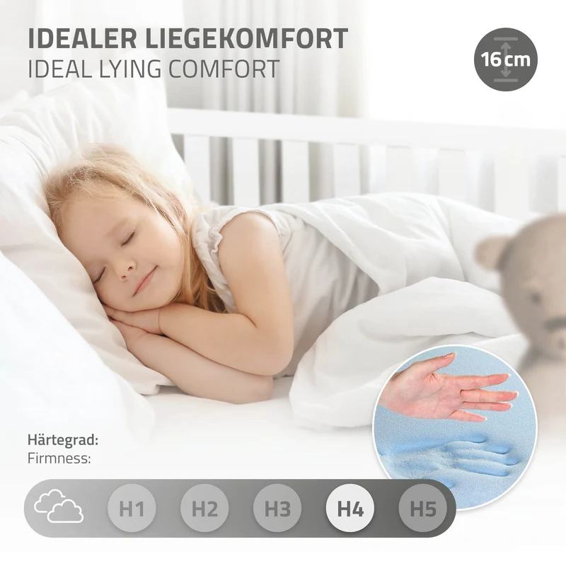 Kinderbett Hausbett 140x200 cm Weiß aus Kiefernholz inkl. Matratze H-16cm Rausfallschutz Dach und Lattenrost ML-Design