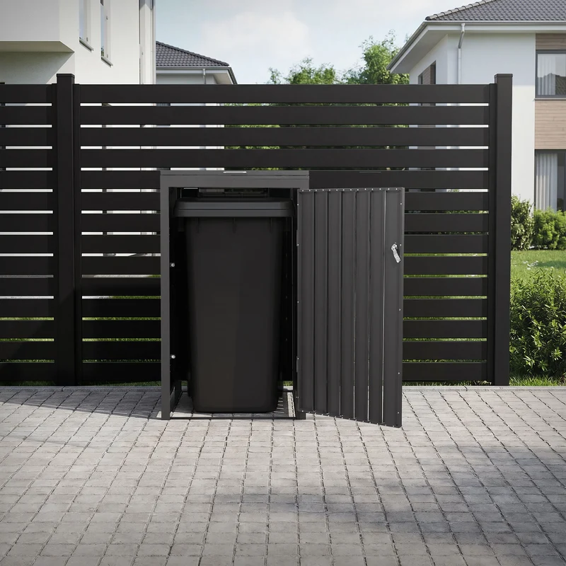 Mülltonnenbox 1er bis 240L 68x80x120 cm aus Stahl in Lärchenoptik ML-Design