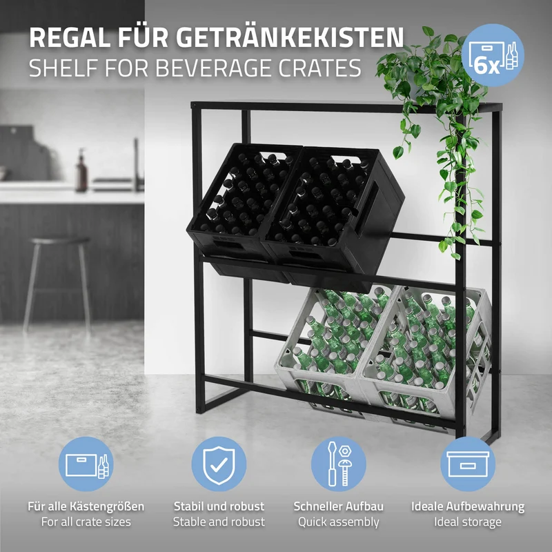 Getränkekistenregal Getränkeregal 6 Kisten 100x32x108,5 cm Anthrazit aus Stahl ML-Design
