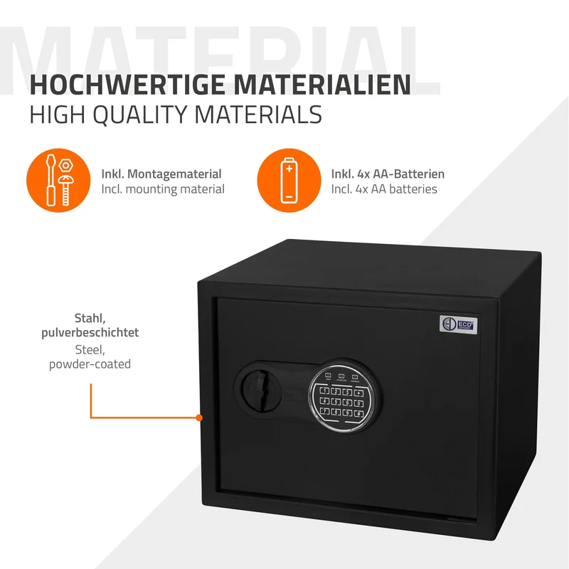 Safe Tresor 27L aus Stahl mit Elektronikschloss, Notschlüsseln und feuerfester Tasche