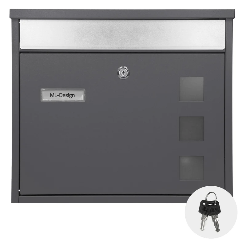 Standbriefkasten mit Zeitungsfach 36x31,5x11,5 cm Anthrazit aus Edelstahl ML-Design
