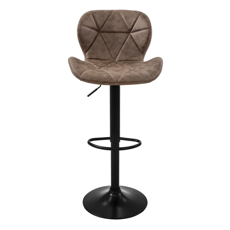 4er Set Barhocker Braun Kunstlederbezug mit Rückenlehne und Fußstütze höhenverstellbar 59-79cm ML-Design