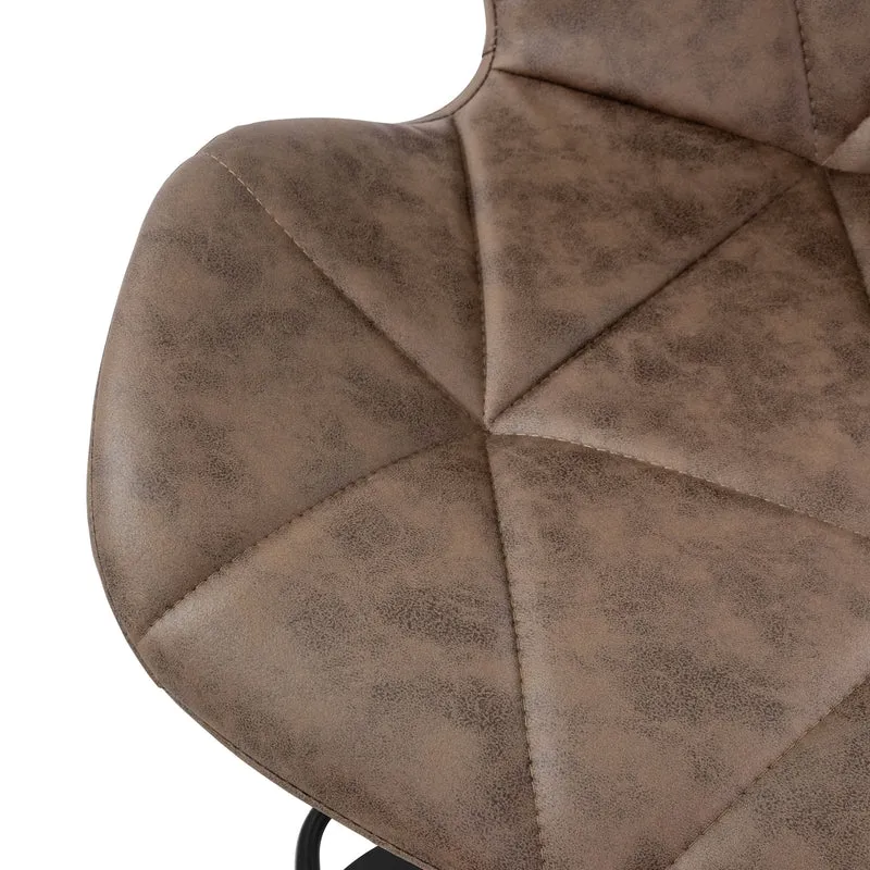 4er Set Barhocker Braun Kunstlederbezug mit Rückenlehne und Fußstütze höhenverstellbar 59-79cm ML-Design