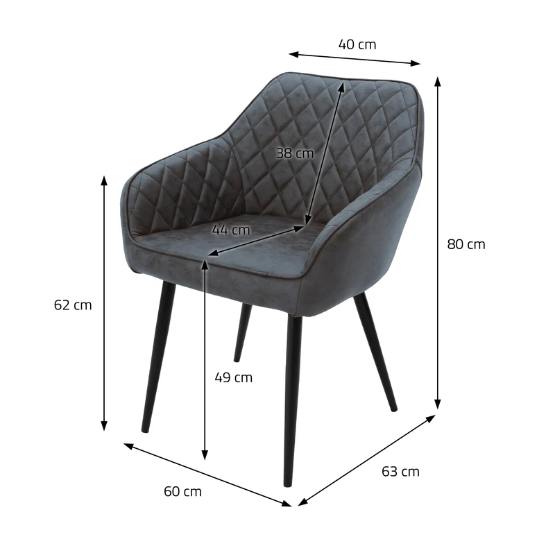 B-Ware Esszimmerstuhl 2er Set Anthrazit Kunstlederbezug mit Metallbeinen inkl. Montagematerial ML-Design