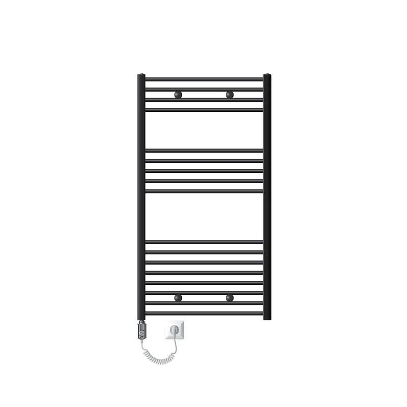 Badheizkörper Elektrisch mit Heizstab 900W 750x1200 mm Anthrazit gerade mit Seitenanschluss