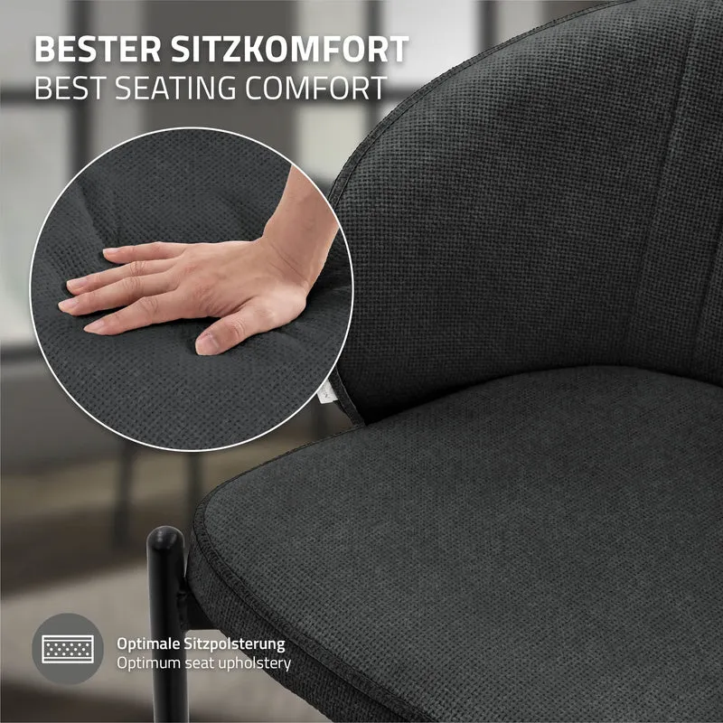 4er Set Esszimmerstühle mit Rücken- & Armlehne Anthrazit mit Metallbeinen bis 120 kg ML-Design