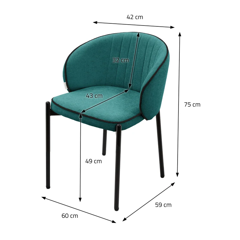 6er Set Esszimmerstühle mit Rücken- & Armlehne Petrol mit Metallbeinen bis 120 kg ML-Design