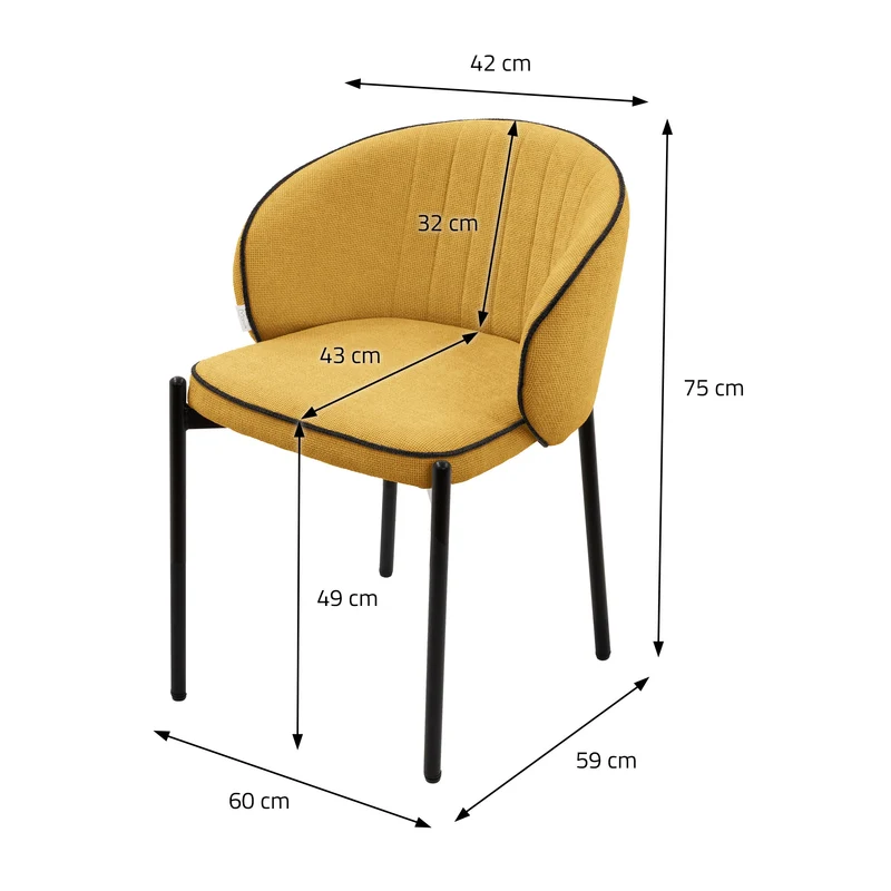 6er Set Esszimmerstühle mit Rücken- & Armlehne Senf mit Metallbeinen bis 120 kg ML-Design