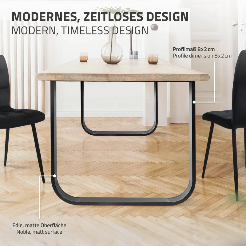 B-Ware 2 Stück Tischbeine B80xH72 cm Tischkufen O-Form aus Stahl pulverbeschichtet Schwarz ML-Design