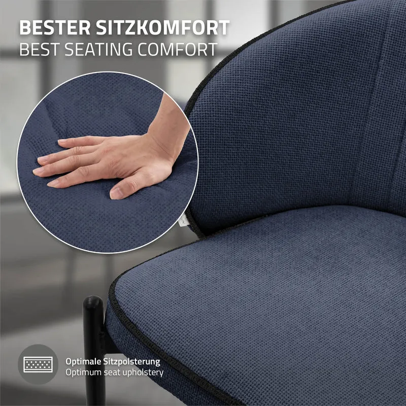 6er Set Esszimmerstühle mit Rücken- & Armlehne Dunkelblau mit Metallbeinen bis 120 kg ML-Design
