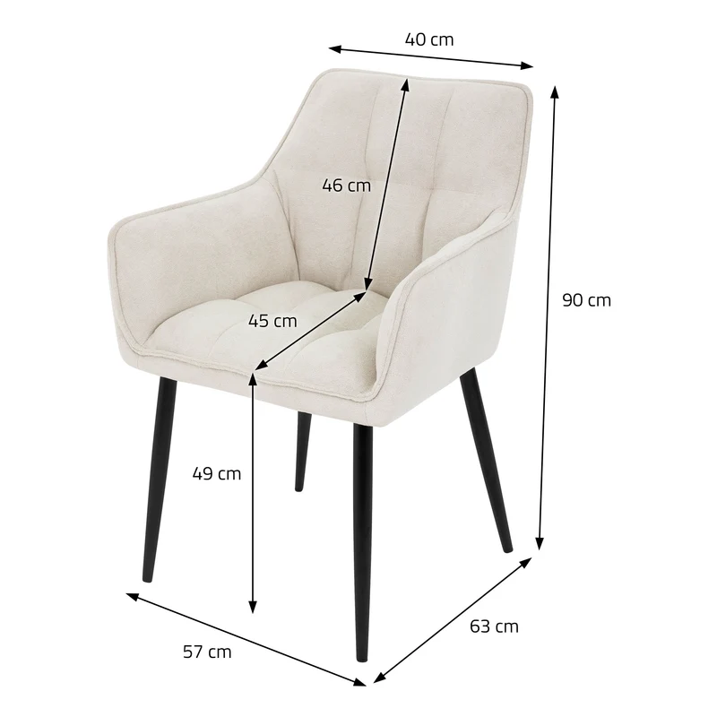 B-Ware Esszimmerstuhl Creme aus Frotteestoff mit gepolstertem Sitz ML-Design