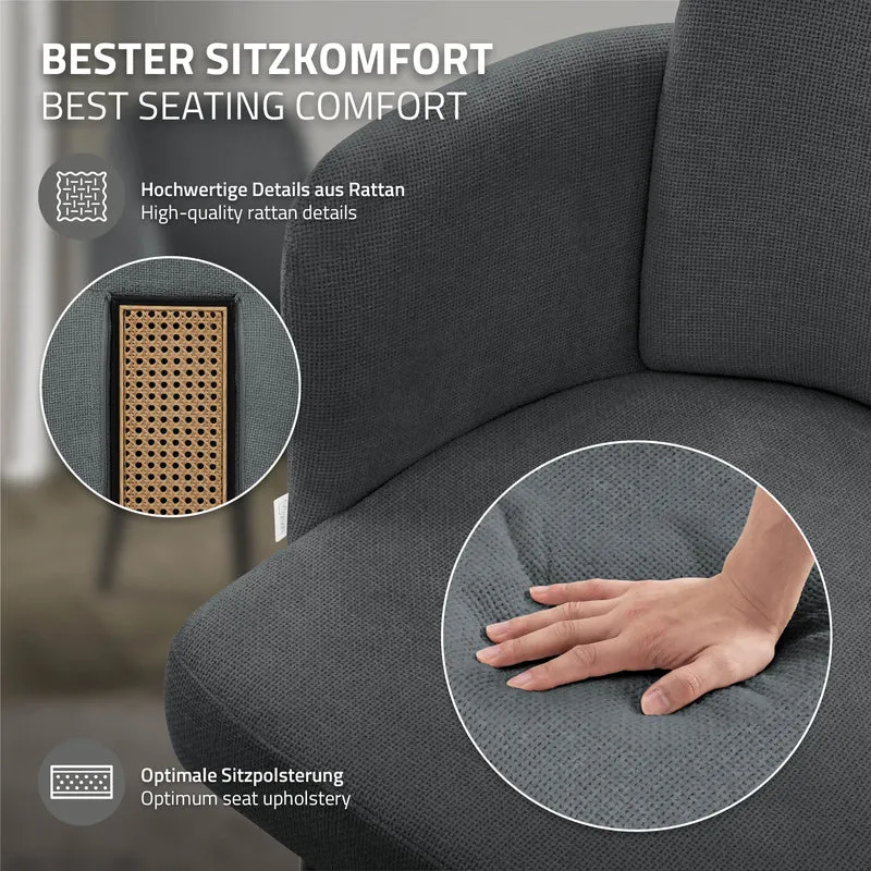 4er Set Esszimmerstühle mit Rücken- & Armlehne Anthrazit mit Metallbeinen bis 120 kg ML-Design