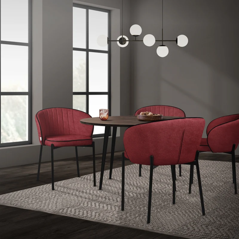 4er Set Esszimmerstühle mit Rücken- & Armlehne Rot mit Metallbeinen bis 120 kg ML-Design