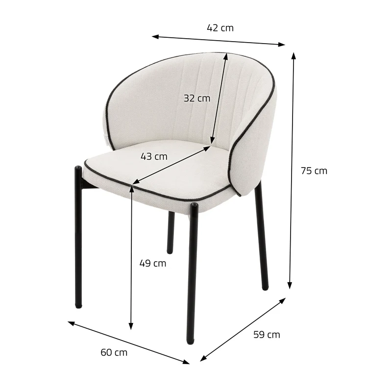 6er Set Esszimmerstühle mit Rücken- & Armlehne Beige mit Metallbeinen bis 120 kg ML-Design