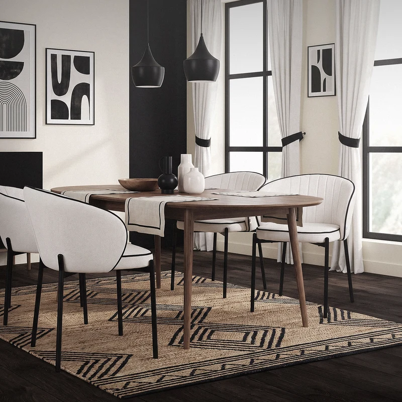 6er Set Esszimmerstühle mit Rücken- & Armlehne Beige mit Metallbeinen bis 120 kg ML-Design